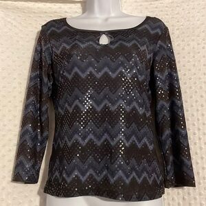 💖navy Sequin Blouse